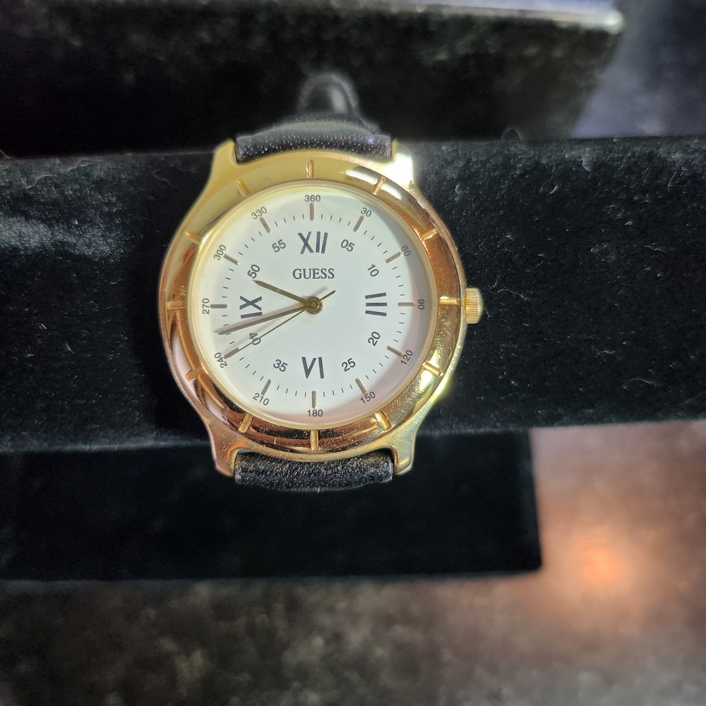 Vintage Guess Women's Gold and Black Watch